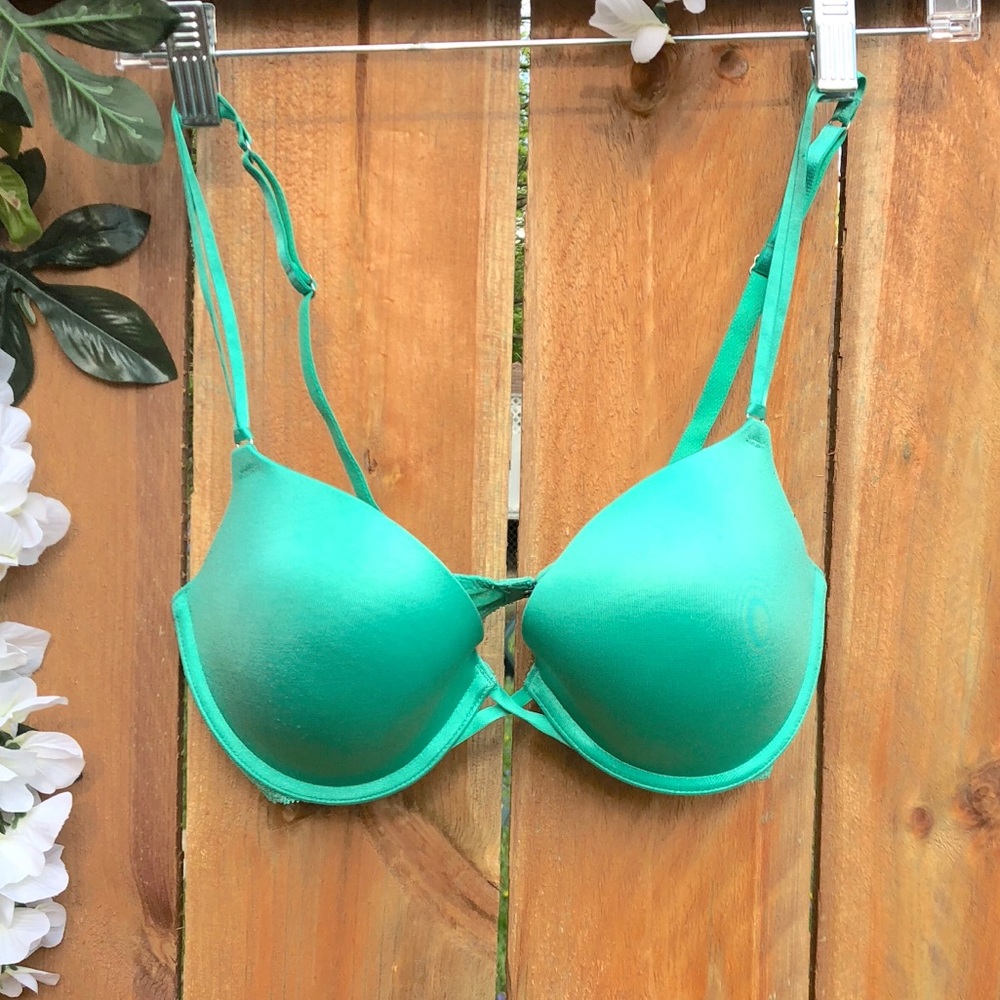Aerie Maddie 34C Bra Lace Teal Green